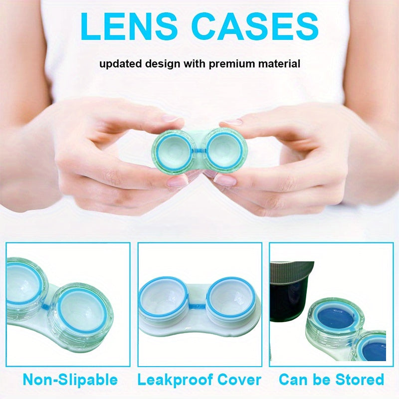 5pcs Leakproof Contact Lens Accessory Set - Blue, Orange, Purple | Includes Transparent Storage Cases for Travel Cosmetics, Lotions, Essential Oils & Makeup Remover