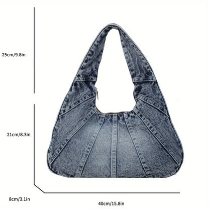 Stylish Denim Underarm Bag - Durable, Spacious, Trendy, Perfect for Daily Use and Shopping, Ideal for Women with Multiple Compartments and Adjustable Straps