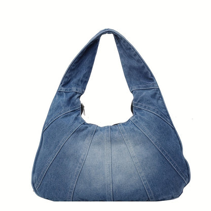 Stylish Denim Underarm Bag - Durable, Spacious, Trendy, Perfect for Daily Use and Shopping, Ideal for Women with Multiple Compartments and Adjustable Straps