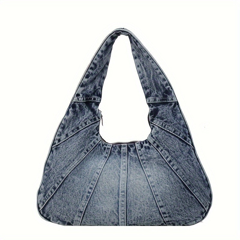 Stylish Denim Underarm Bag - Durable, Spacious, Trendy, Perfect for Daily Use and Shopping, Ideal for Women with Multiple Compartments and Adjustable Straps