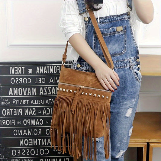 [Fast Arrival] Stylish Retro Tassel Messenger Bag - Bohemian Shoulder Bag for Women with Wallet