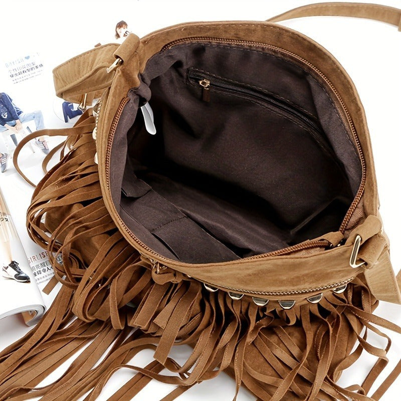 [Fast Arrival] Stylish Retro Tassel Messenger Bag - Bohemian Shoulder Bag for Women with Wallet