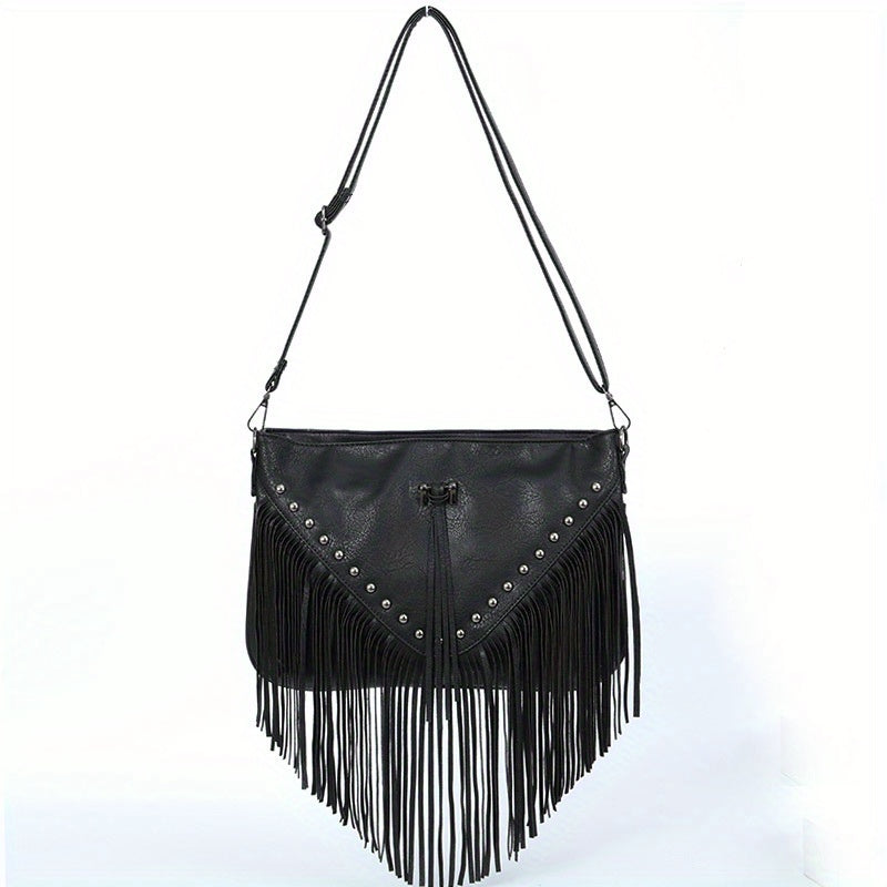 [Fast Arrival] Luxurious Tassel Crossbody Bag - Stylish Riveted Single Shoulder Straddle Bag with Large Capacity and Casual Chic Design - Perfect for Daily Use