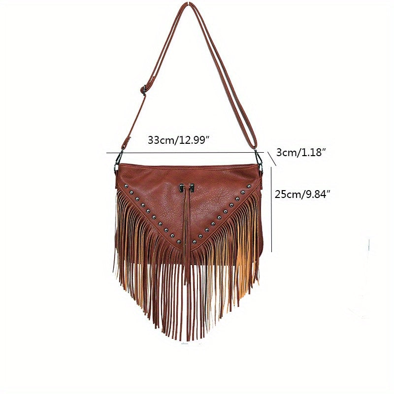 [Fast Arrival] Luxurious Tassel Crossbody Bag - Stylish Riveted Single Shoulder Straddle Bag with Large Capacity and Casual Chic Design - Perfect for Daily Use