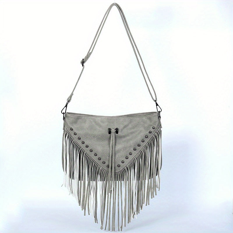 [Fast Arrival] Luxurious Tassel Crossbody Bag - Stylish Riveted Single Shoulder Straddle Bag with Large Capacity and Casual Chic Design - Perfect for Daily Use