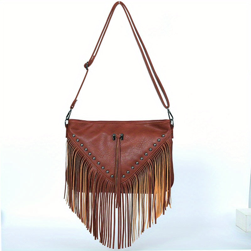 [Fast Arrival] Luxurious Tassel Crossbody Bag - Stylish Riveted Single Shoulder Straddle Bag with Large Capacity and Casual Chic Design - Perfect for Daily Use