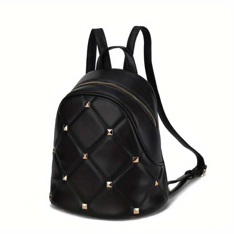 Backpack With Quilted Design And Zipper Closure, Causal Design Shoulder Bag For Daily Commute