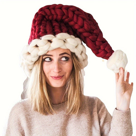 Cozy Knit Christmas Hat - Festive Holiday Headwear, Perfect for Party Favors & Gifts, Stretchy Polyester, Christmas Decor