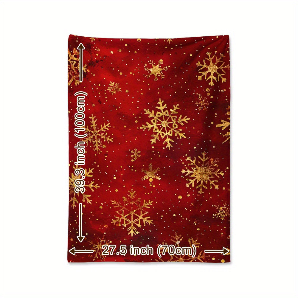 Cozy Vintage Christmas Blanket With Golden Snowflakes - Soft, Warm Flannel Throw For Naps, Camping & Travel - Perfect Holiday Gift For Family And Friends Fluffy Blanket Winter Blanket