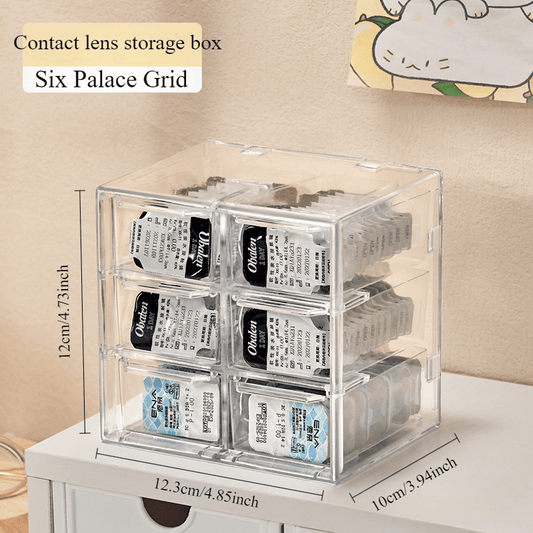 Acrylic Contact Lens Organizer - Dustproof Drawer-Style Storage Box for Daily Disposable Contacts, Transparent Desktop Holder