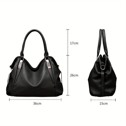 Women Fashion Tote Bag Classic Vegan Leather Shoulder Bag Lightweight Crossbody Purse with Long Strap