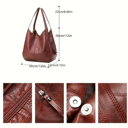 [Fast Arrival] Luxurious Women's Top Handle PU Leather Tote - Spacious Commuter Bag for Work Travel with Large Capacity and Stylish Satchel Design - Durable and Versatile Handbag for Daily Use