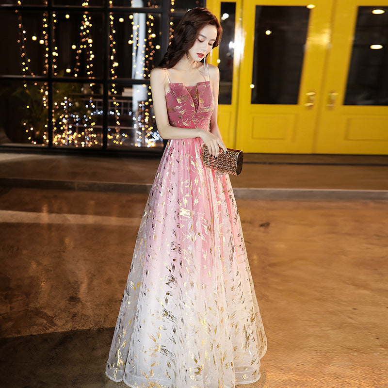 VAKKV Evening Dress  New Banquet Temperament Elegant Texture Long Female Daily Style Student Host Formal Dress