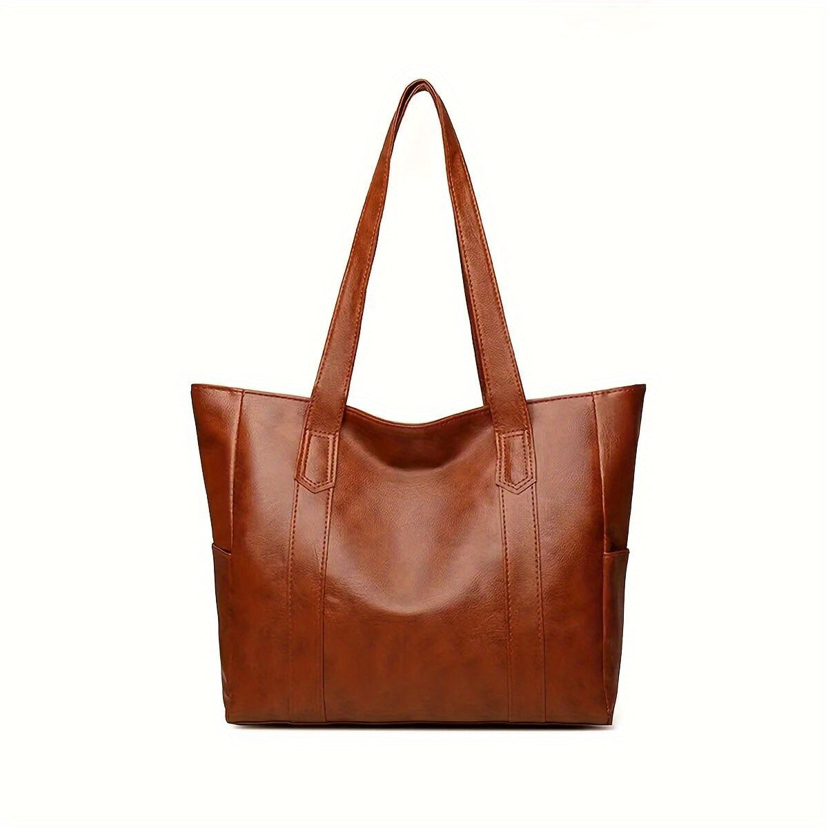 Large Capacity Vintage Retro Vegan Shoulder Bag - Women's Casual Commute Tote Handbag