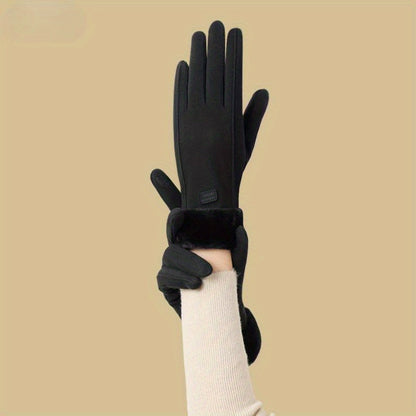 Women's Touchscreen-Compatible Winter Gloves with Plush Lining - Full Finger, Knit Outdoor Cycling Gloves, Perfect for Halloween & Christmas Gifts