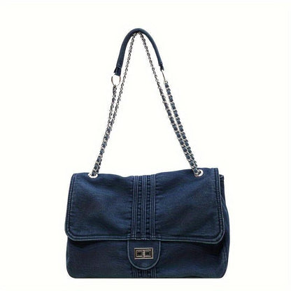 [Fast Arrival] Stylish Women's Retro Denim Shoulder Bag, Y2G Underarm Handbag with Chain Crossbody Strap for Street Wear