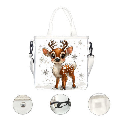 Christmas-Themed Canvas Tote Bag with Adjustable Strap - Versatile Shoulder & Crossbody Handbag for Daily Commute, Travel, and School