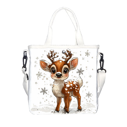 Christmas-Themed Canvas Tote Bag with Adjustable Strap - Versatile Shoulder & Crossbody Handbag for Daily Commute, Travel, and School