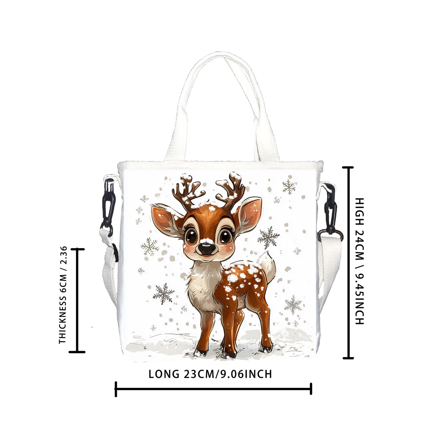 Christmas-Themed Canvas Tote Bag with Adjustable Strap - Versatile Shoulder & Crossbody Handbag for Daily Commute, Travel, and School