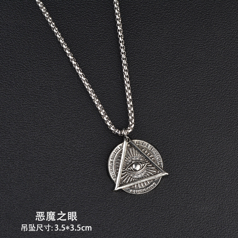 Trendy Titanium Steel Necklace Men's and Women's TikTok Disco Hip Hop Six-Pointed Star Pendant Sweater Chain Minimalist Hip Hop Ornament Wholesale