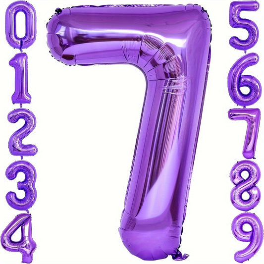 40 Inch Purple Party Balloons Set: Includes Large Number 2 and Numbers 0-9 for Festive Decorations - Suitable for Birthdays, Anniversaries, and Celebrations