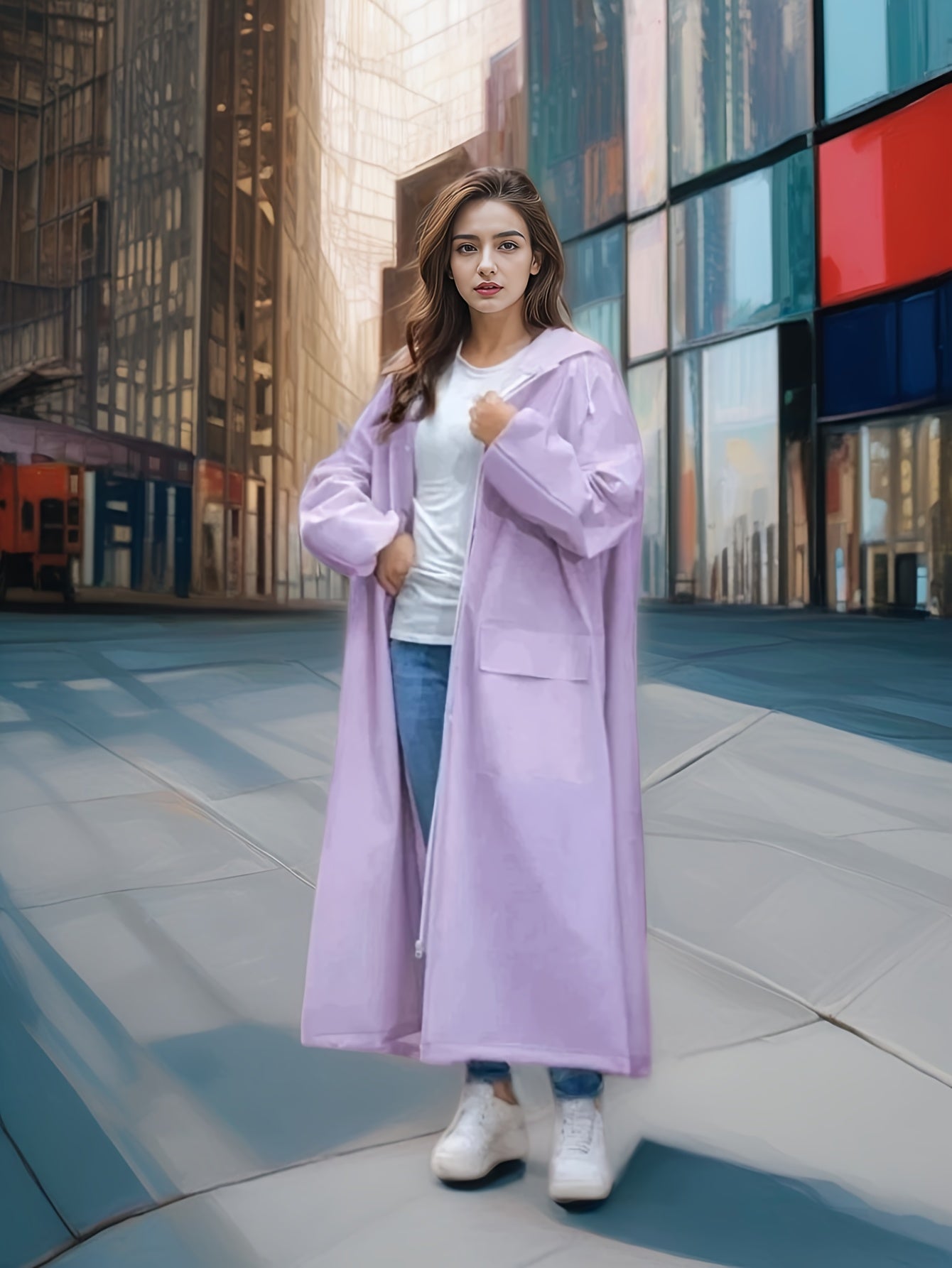 Fashionable Women's Raincoat Thickened Poncho Long Rain Coat Ladies Multi Functional Waterproof Raincoat Travel And Cycling Raincoats Outdoor Rain Wear