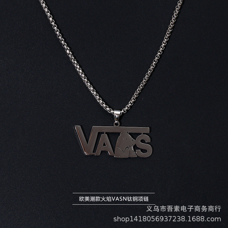 vakkv Fashion Brand Titanium Just Hip Hop Style Necklace Men and Women Ins Cold Talk Wind All-Match Sweater Chain Punk Pendant Long Accessories