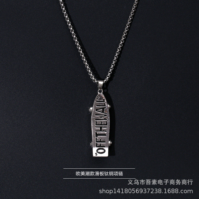 vakkv Fashion Brand Titanium Just Hip Hop Style Necklace Men and Women Ins Cold Talk Wind All-Match Sweater Chain Punk Pendant Long Accessories