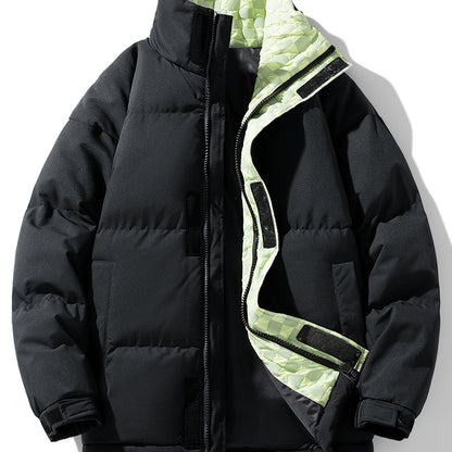 Fashionable Faux Down Jacket - Densely Filled, Moisture-Wicking, and Breathable with Multiple Pockets - Perfect for Cold Winter Days, Casual City Walks, Street Hanging, and Outdoor Activities