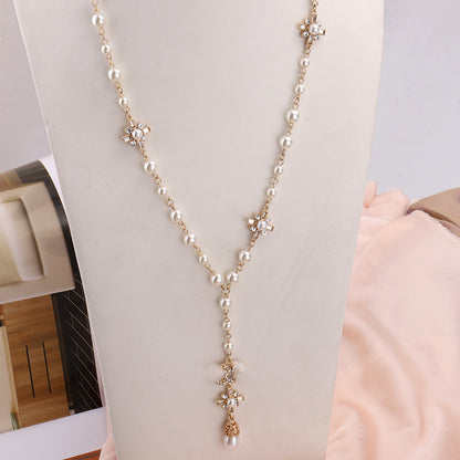 vakkv  New Necklace Women's Long Korean Style Chic Chanel-Style Lanyard Accessories HOTan and NEWn Famous Pearl Sweater Pendant Wholesale