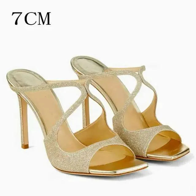 Summer Sandals New Thin Light Pink Open Toe Square Fish Mouth High Heel Sandal Woman Shoes Kq8