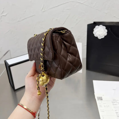 5A New Color Designer Shopping Crossbody Diamond Lattice Soft Shoulder Bag Gold Ball Woc Chain Flap Leather Cowhide Hasp Belts Handle Bags Channel 20cm 17cm