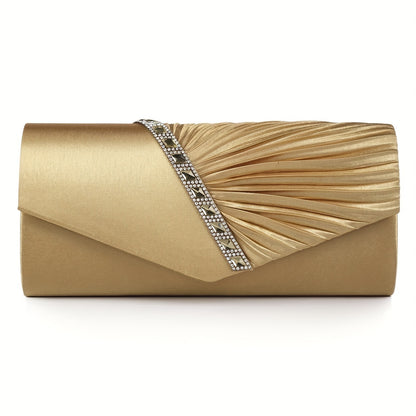 Glamorous Ruched Envelope Clutch Bag for Women - Luxury Flap Purse with Fashion-Forward Ruffles - Perfect for Wedding, Party & Prom Evening Events