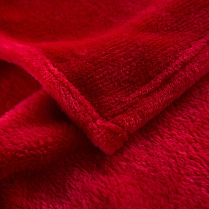 1pc Thick Red Flannel Blanket, Soft Warm Throw Blanket Nap Blanket For Couch Sofa Office Bed Camping Travel, Multi-purpose Gift Blanket For All Season