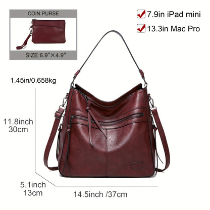 Luxurious Large Capacity Pu Leather Solid Color Shoulder Bag - Totes for Casual Ladies with Crossbody Strap and Stylish Design - Perfect for Daily Use