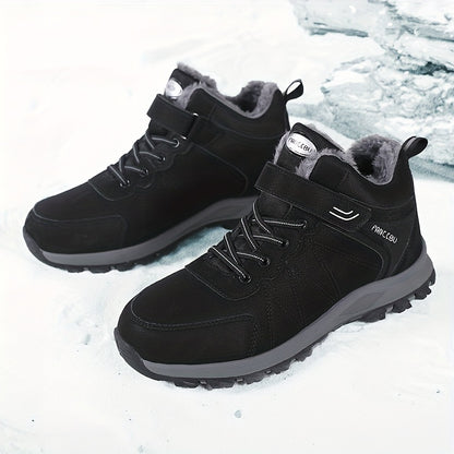 Men's Snow Boots, Winter Thermal Shoes, Windproof Hiking Boots With Fuzzy Lining