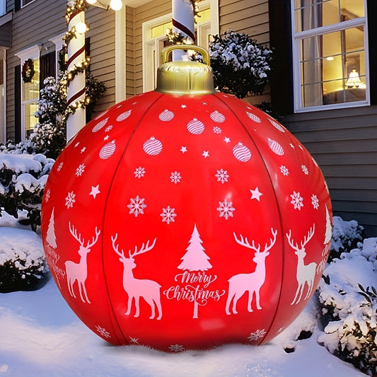 24-inch Large PVC Inflatable Christmas Ball, Firmly Standing Outdoor Decoration for Yard and Swimming Pool Holiday