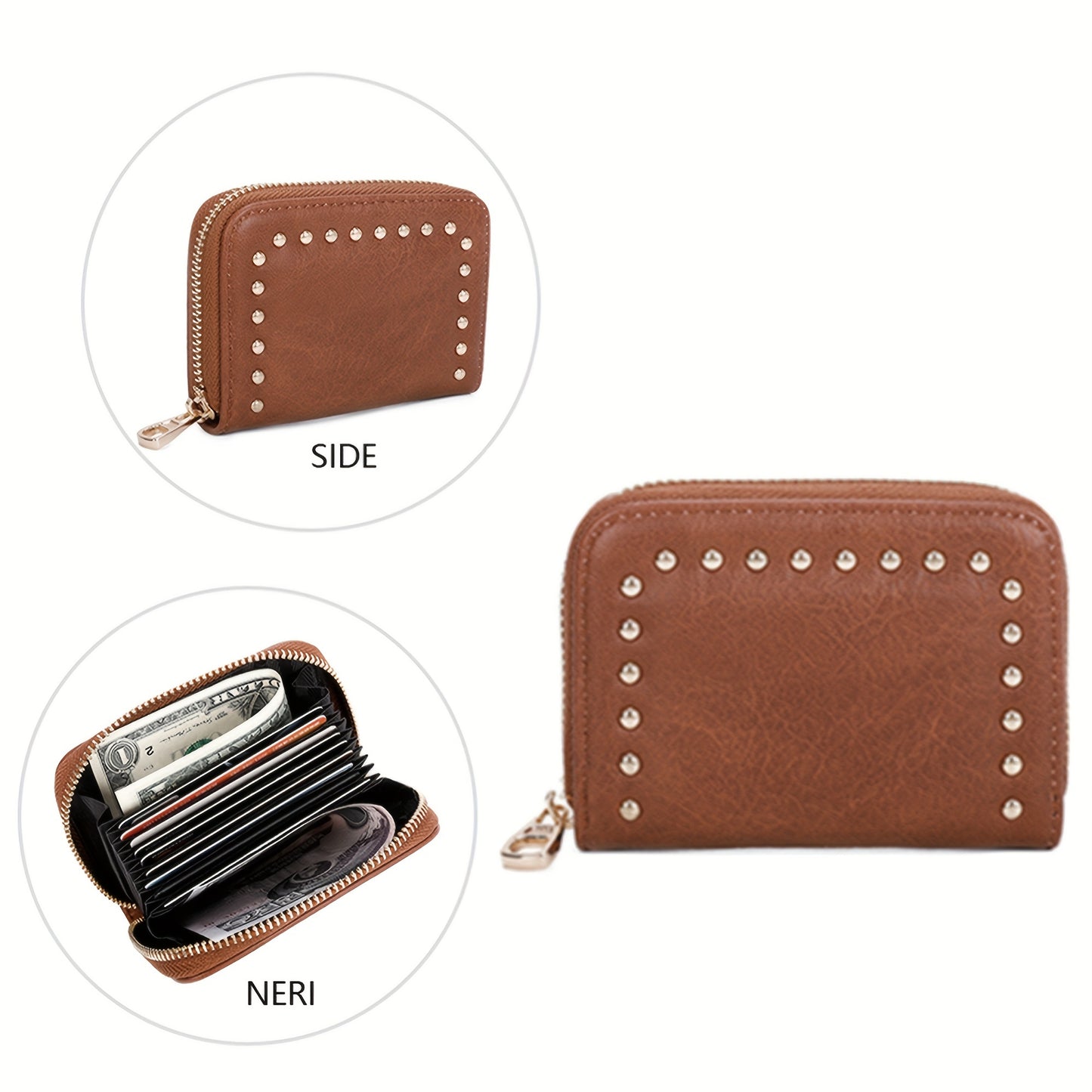 Gold Hardware Fashion Handbag Women's Shoulder Bag Hobo Bag Detachable Cross Shoulder Strap Wallet Cover Decorative Nail Handbag