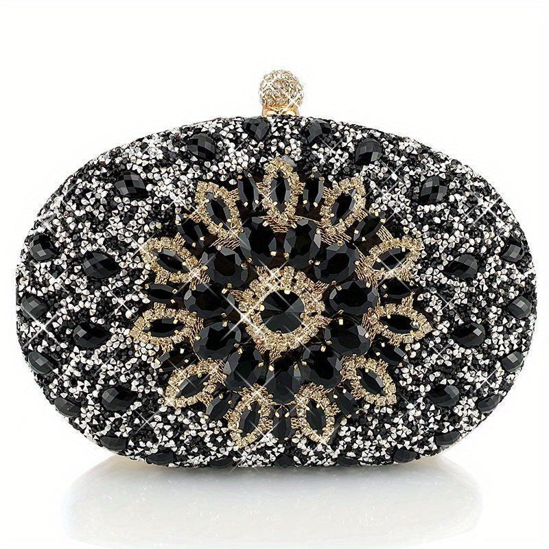 Glamorous Sunflower Rhinestone Clutch Bag - Sparkling Luxury for Evening Parties, Cocktail Dinners, Weddings & Festivals - A Durable, Versatile Handbag for Carnaval and Music Events