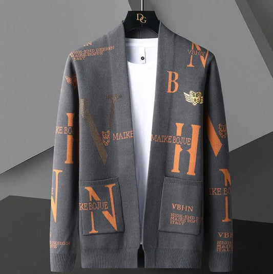 Men's Sweaters  Luxury Rhinestone Cardigan Sweater Men Clothing Hombre Botone Outwear Sweater Hot Drill Letter Printed Jacket