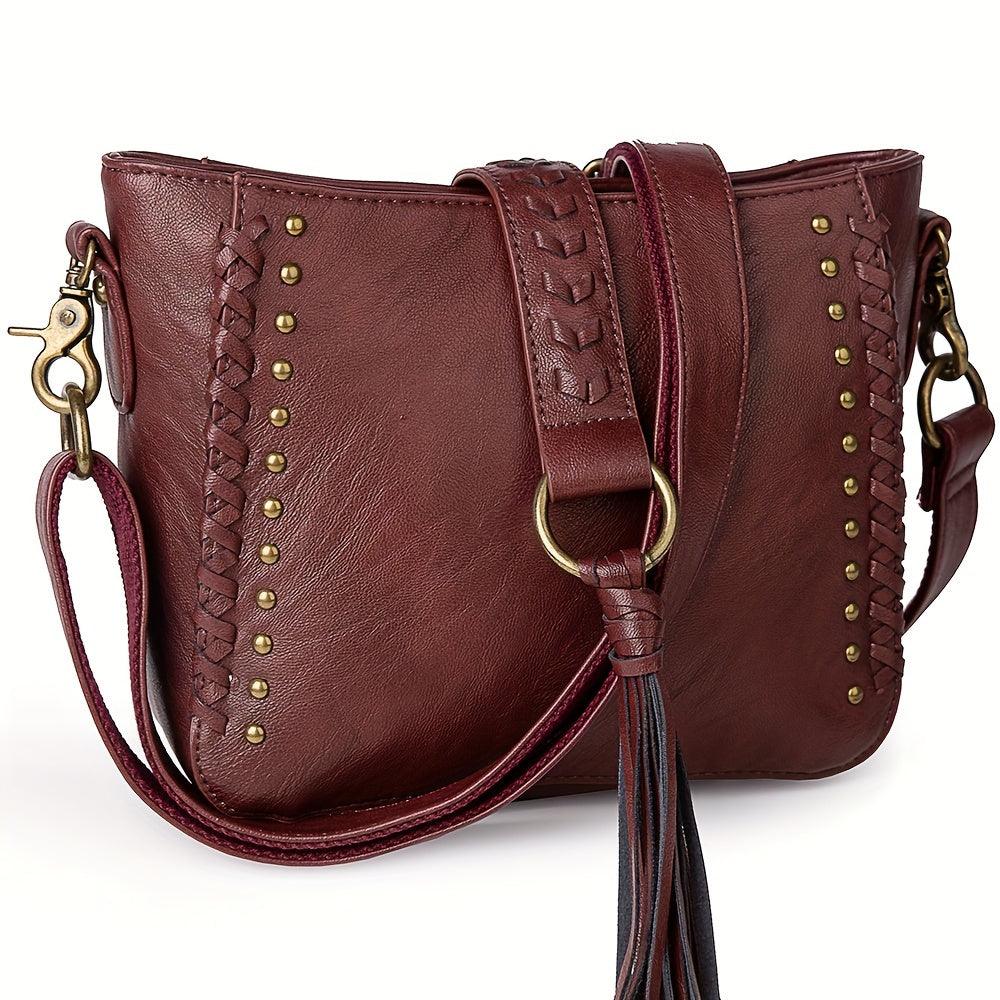 Stylish Women's PU Leather Crossbody Bag - Western-Inspired Shoulder Purse and Handbag