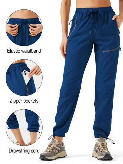 Water-Resistant Quick-Dry Cargo Joggers for Women - Lightweight, Breathable, and Comfortable Hiking Pants with Multiple Pockets - Ideal for Camping, Outdoor Activities, and Travel