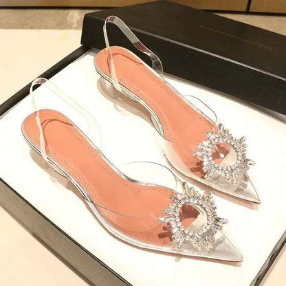 Transparent PVC Women Pumps Fashion Cup Heeled Slingbacks Summer Jelly Elegant High Heels Party Prom Shoes Kq8