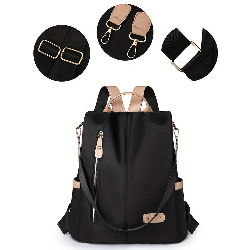 1 Pc Stylish Anti-Theft Nylon Travel Backpack for Women, Fashion Casual Shoulder Bag Satchel Purse with Pure Design for Travel and Weekend Getaways