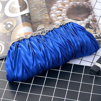 Luxurious Pleated Evening Clutch Handbag - Exquisite Formal Design, Compact Clutch Purse Style, Timeless Classic Silhouette - Perfect for Wedding Celebrations, Ideal for Prom Night, Suitable for Formal Dinner Parties, Great for Banquet Events