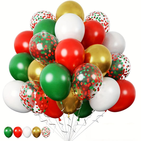 40pcs Christmas Balloon Set - Festive Red, Green & White Latex Balloons for Holiday Decorations, Weddings, Birthdays & More - Indoor/Outdoor Use, Christmas Decor