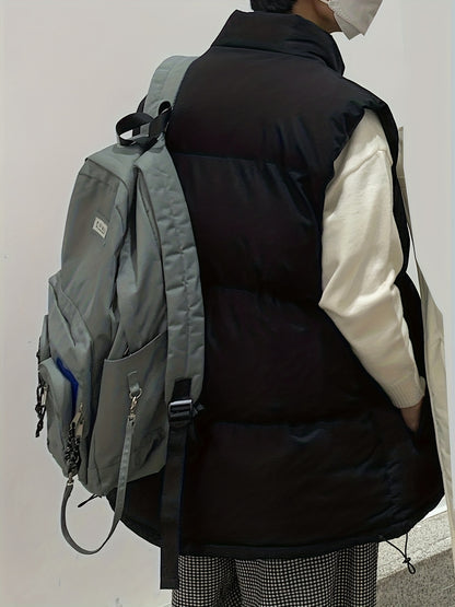 Men's Winter Vest Down Padded Jacket Lightweight Stand Collar Jacket Sleeveless Pockets Vest