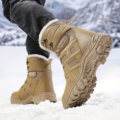 Thermal Insulated Mens Snow Boots - Windproof, Waterproof, Fuzzy Lined, Warm Winter Hiking Shoes with Anti-Slip Sole for Outdoor Activities - Ideal for Cold Weather, Hiking, Camping, and Snowshoeing