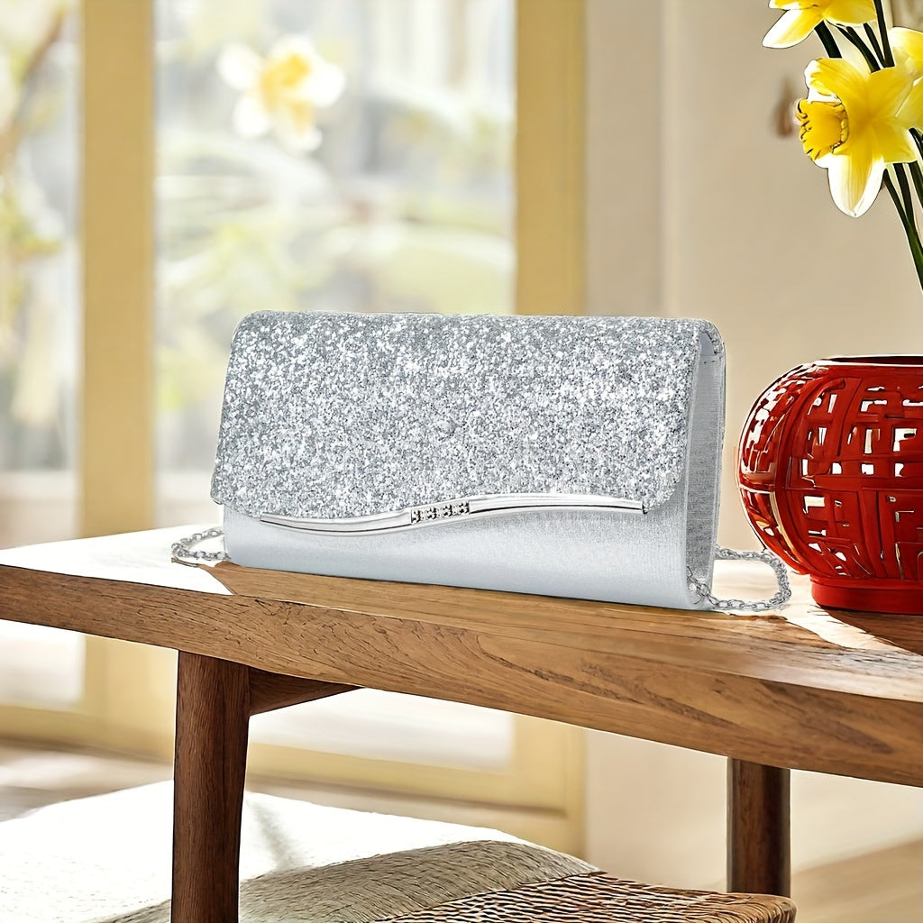 Luxurious Crystal Clutch Bag - Sophisticated Evening Purse with Dazzling Sparkling Crystal Embellishments, Stylish Handbag for Perfect Prom Nights, Formal Gatherings, Weddings, and Chic Party Celebrations - Bridal Party Essential and Elegant Accessory