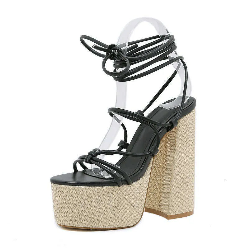 Platform High Heels Women's Summer Thick Heel Sandals Strap Fish Mouth Runway Model  Party Shoes Kq8